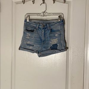 American Eagle Lightwashed Ripped Shorts